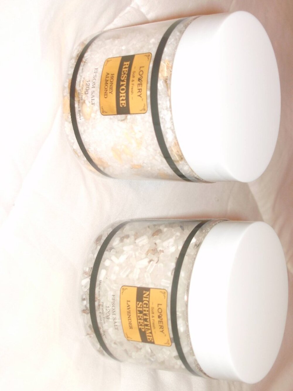 Lovery Set of 2 Epsom Salt 120g Nighttime Sleep Lavender & Restore Honey Almond